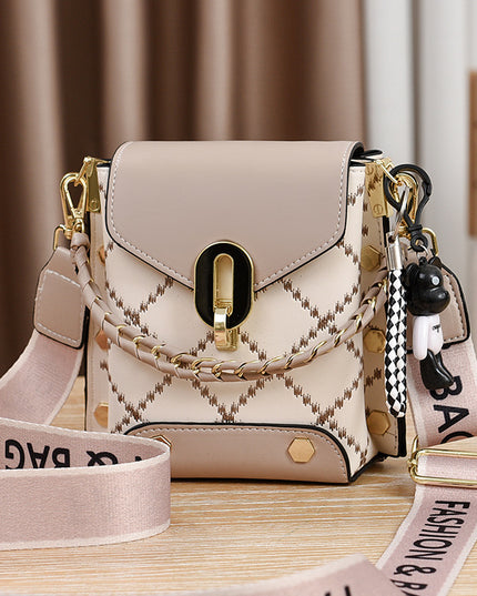 khaki Stylish Korean Minimalist Crossbody Bag - Elegant Small Square Shoulder Bag with Phone Pocket