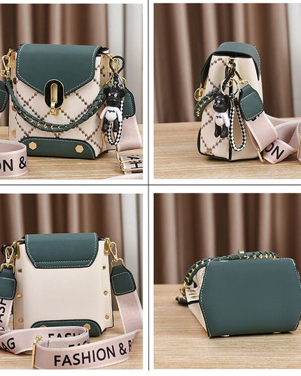 khaki Stylish Korean Minimalist Crossbody Bag - Elegant Small Square Shoulder Bag with Phone Pocket