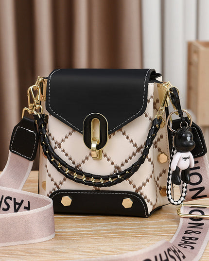 Black Stylish Korean Minimalist Crossbody Bag - Elegant Small Square Shoulder Bag with Phone Pocket