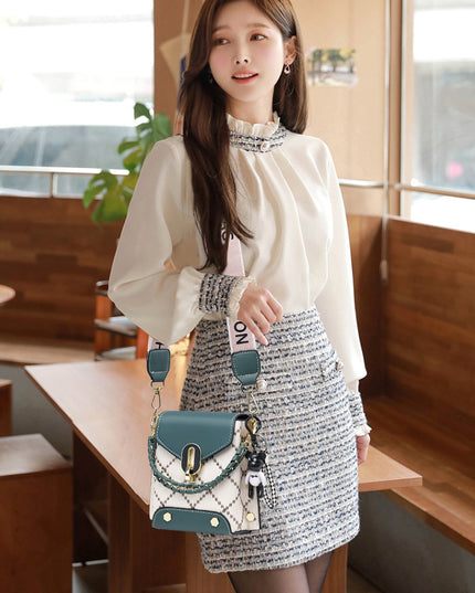 Black Stylish Korean Minimalist Crossbody Bag - Elegant Small Square Shoulder Bag with Phone Pocket