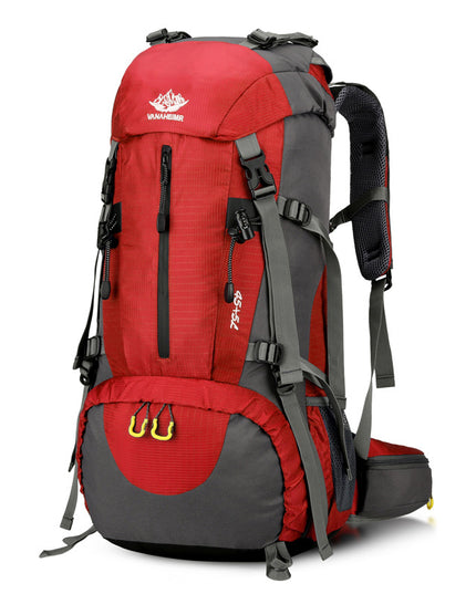 Red 36-55L Outdoor Hiking Backpack - Durable Water Resistant Travel Bag for Trekking, Camping, and Adventure