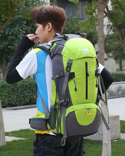 Blue 36-55L Outdoor Hiking Backpack - Durable Water Resistant Travel Bag for Trekking, Camping, and Adventure