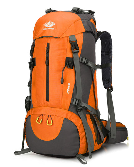 Orange 36-55L Outdoor Hiking Backpack - Durable Water Resistant Travel Bag for Trekking, Camping, and Adventure