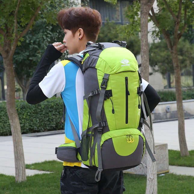 Orange 36-55L Outdoor Hiking Backpack - Durable Water Resistant Travel Bag for Trekking, Camping, and Adventure