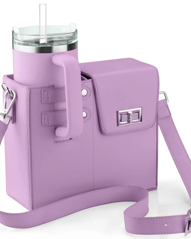 Purple Portable Insulated Water Bottle Carrier Bag with Adjustable Shoulder Strap - Crossbody Drink Holder for Outdoor Activities