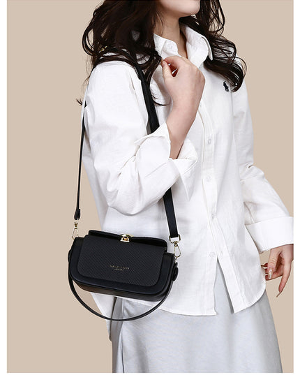 Black Elegant Top Handle Crossbody Bag - Structured PU Leather Box Purse for Women