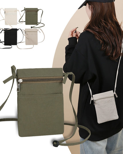 Green Minimalist Lightweight Nylon Crossbody Phone Bag - Compact & Stylish for Women