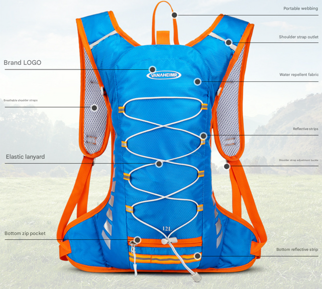 Green Lightweight Outdoor Sports Backpack Breathable Hiking Daypack Compact Running Cycling Bag with Bungee Storage 45cm for Travel