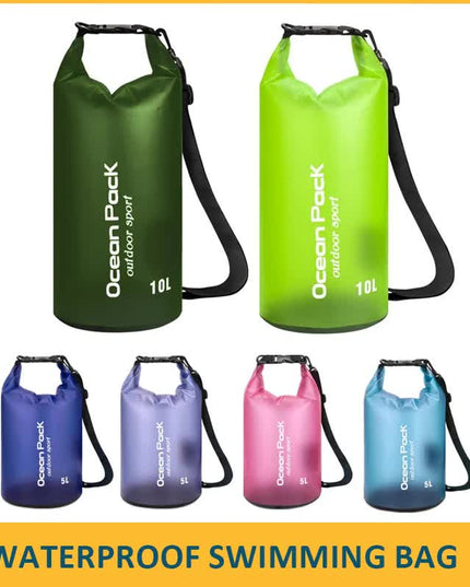 Yellow 10L PVC Waterproof Swimming Bag Bonus with Waterproof Phone Pouch - Roll-Top Floating Dry Gear Bags for Beach, Kayaking & Outdoor Sports