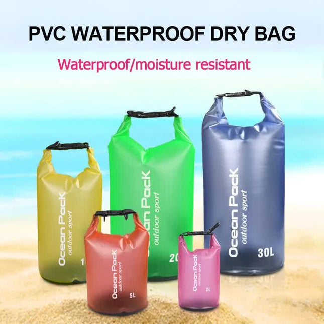 Dark Green 10L PVC Waterproof Swimming Bag Bonus with Waterproof Phone Pouch - Roll-Top Floating Dry Gear Bags for Beach, Kayaking & Outdoor Sports