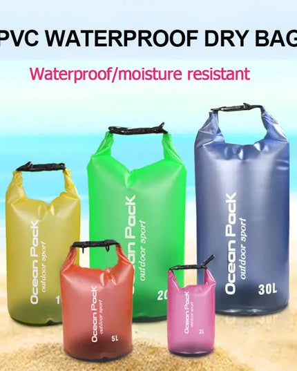 White 5L PVC Waterproof Swimming Bag Bonus with Waterproof Phone Pouch - Roll-Top Floating Dry Gear Bags for Beach, Kayaking & Outdoor Sports