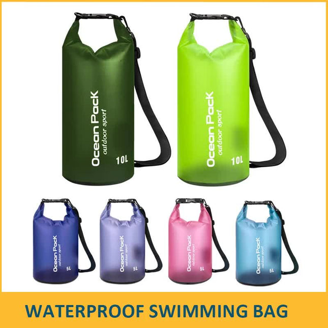 Yellow 20L PVC Waterproof Swimming Bag Bonus with Waterproof Phone Pouch - Roll-Top Floating Dry Gear Bags for Beach, Kayaking & Outdoor Sports