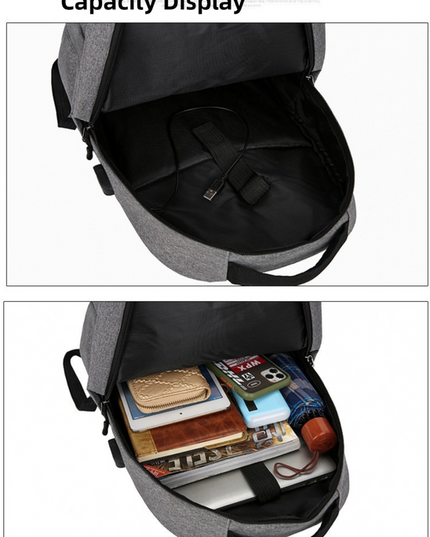 Grey 3-PCS Multi-Functional & Lightweight Backpacks Set for Students - Large Capacity Durable Travel Daypack with USB Charging Port, Fit in 14-Inch Laptop Bag