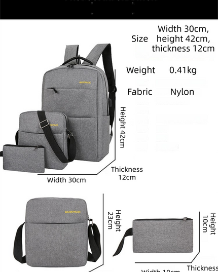 Red 3-PCS Multi-Functional & Lightweight Backpacks Set for Students - Large Capacity Durable Travel Daypack with USB Charging Port, Fit in 14-Inch Laptop Bag