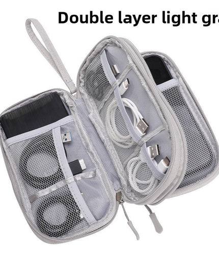 2-PCS Grey Double Layer Travel Electronics Organizer Bag Waterproof Cable Pouch for Power Bank and Phone Portable Storage for Australians