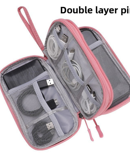 2-PCS Pink Double Layer Travel Electronics Organizer Bag Waterproof Cable Pouch for Power Bank and Phone Portable Storage for Australians