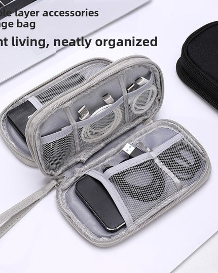 2-PCS Navy blue Double Layer Travel Electronics Organizer Bag Waterproof Cable Pouch for Power Bank and Phone Portable Storage for Australians