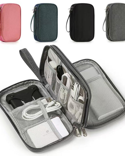 2-PCS Navy blue Double Layer Travel Electronics Organizer Bag Waterproof Cable Pouch for Power Bank and Phone Portable Storage for Australians