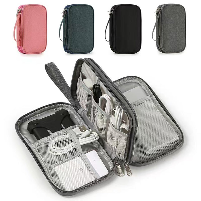 2-PCS Navy blue Double Layer Travel Electronics Organizer Bag Waterproof Cable Pouch for Power Bank and Phone Portable Storage for Australians