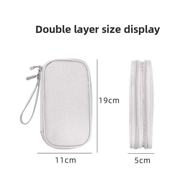 2-PCS Navy blue Double Layer Travel Electronics Organizer Bag Waterproof Cable Pouch for Power Bank and Phone Portable Storage for Australians