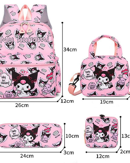 Pattern KT 4-Piece Large Capacity School Backpack Set for Primary Students Years 3-6 Durable Nylon Lightweight Rucksack with Handbag for Daily Australian School Life