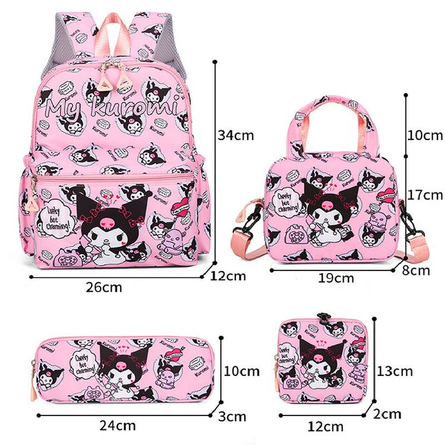Light pink KT 4-Piece Large Capacity School Backpack Set for Primary Students Years 3-6 Durable Nylon Lightweight Rucksack with Handbag for Daily Australian School Life