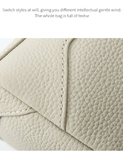 Grey Women Genuine First Layer Cowhide Boston Bag Fashionable Handheld Crossbody Shoulder Bag with 115cm Adjustable Strap