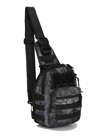 Tactical Sling Bag Black Python Camo 600D Waterproof Crossbody Backpack MOLLE EDC Shoulder Pack for Urban Outdoor