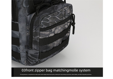 Tactical Sling Bag Black Python Camo 600D Waterproof Crossbody Backpack MOLLE EDC Shoulder Pack for Urban Outdoor