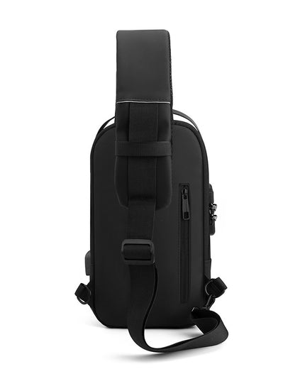 Blue Gold High Capacity Anti-Theft Tactical Chest Bag - Waterproof Leather-Film Sling with USB Charging & TSA Password Lock