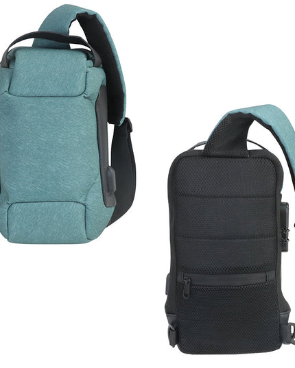 Green Lightweight Anti-Theft Tactical Chest Bag - Waterproof Security Sling Bag with 3-Digit Password Lock & Smart USB Charging Port