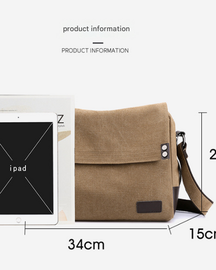Black Men's Large Capacity Canvas Messenger Bag Lightweight Multi-Pocket Crossbody Shoulder Bag for Work Casual Travel iPad Compatible