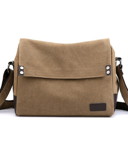 Brown Men's Large Capacity Canvas Messenger Bag Lightweight Multi-Pocket Crossbody Shoulder Bag for Work Casual Travel iPad Compatible