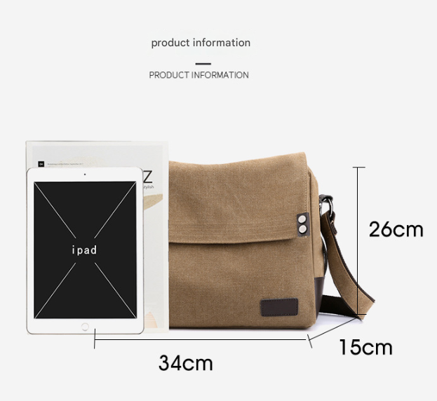 Brown Men's Large Capacity Canvas Messenger Bag Lightweight Multi-Pocket Crossbody Shoulder Bag for Work Casual Travel iPad Compatible