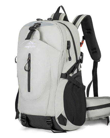 Grey Professional Large Capacity Hiking Backpack - Waterproof Lightweight Outdoor Trekking Rucksack with Hydration Port and Emergency Safety Whistle