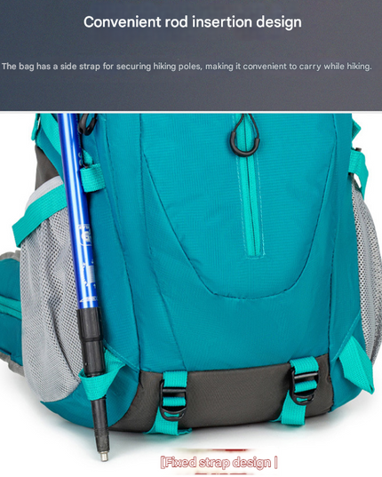 Green Professional Large Capacity Hiking Backpack - Waterproof Lightweight Outdoor Trekking Rucksack with Hydration Port and Emergency Safety Whistle