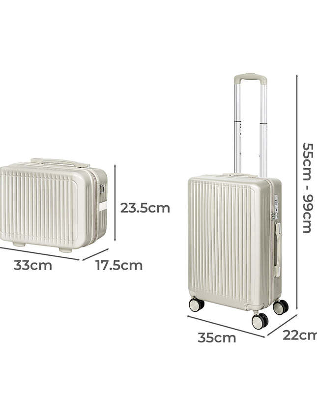 Slimbridge Luggage Suitcase Trolley White 2pc 14"+20"
